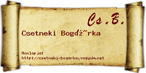 Csetneki Bogárka névjegykártya